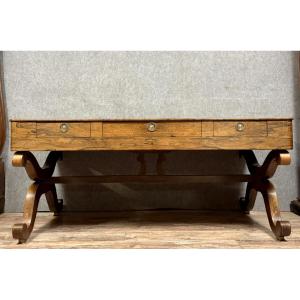 Very Large Charles X Period Center Desk In Rosewood And Lemonwood