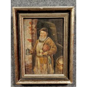 Painting Oil On Canvas Mounted On Panel 19th Century