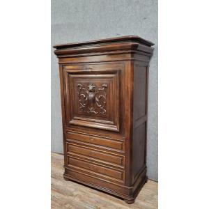 Renaissance Style Secretary In Carved Walnut 