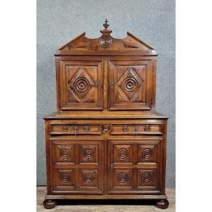Louis XIII Period 4-panel Walnut Cabinet 