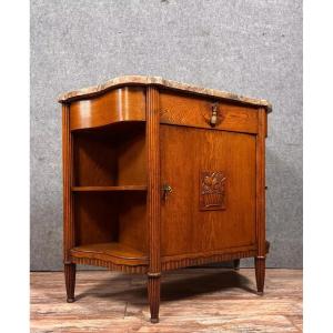 In The Style Of Dufresne: Art Nouveau Period Oak Sideboard Serving Trolley Circa 1900