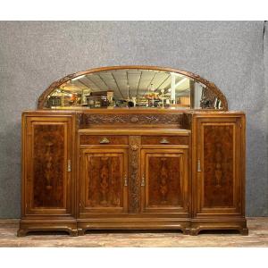 After Majorelle: Large Art Nouveau Buffet In Walnut And Burl, Circa 1900