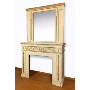 Louis XVI Fireplace With Its Psyche Mirror Made In The 19th Century