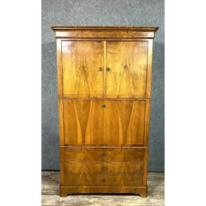 Louis Philippe - Charles X Period Secretary Cabinet In Blond Walnut Circa 1830