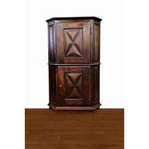 Rustic Louis XIII Style Corner Cupboard In Solid Oak Circa 1800