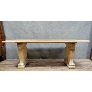 Stone Table, The Base Decorated With Winged Lion Protomes, The Whitewashed Wooden Top