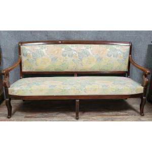 Restoration Period Bench In Mahogany From The 19th Century