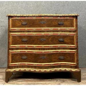 Louis XV Style Curved Chest Of Drawers In Rosewood And Rosewood Marquetry Circa 1880