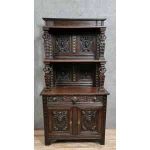 Renaissance Neo-gothic Style State Cabinet In Solid Wood From The 19th Century