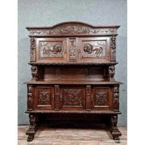 Renaissance Style Two-part Sideboard In Solid Walnut 