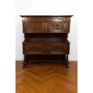 Renaissance Style Sideboard In Solid Walnut 