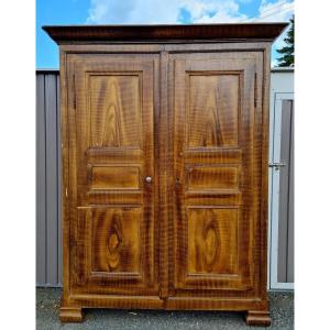 18th Century Franche-comté Wardrobe, Lacquered In Faux Wood 