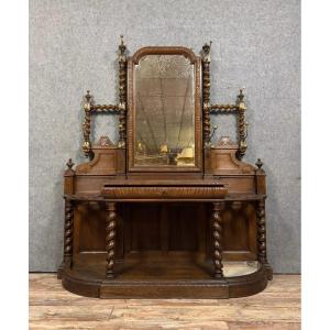 Renaissance Style Oak Castle Coat Rack Circa 1850