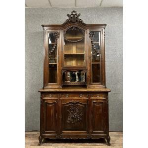 Louis XV Style / Transition Bookcase Sideboard In Solid Oak Circa 1880