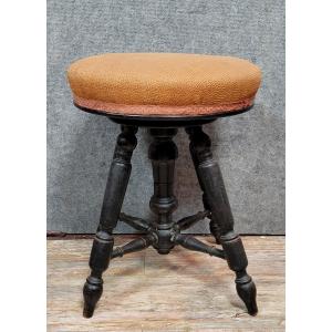 Napoleon III Period Piano Stool In Blackened Wood 
