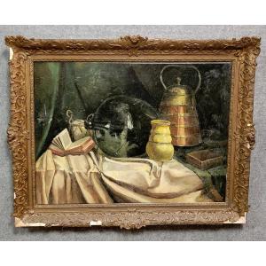 Harry Koolen: Composition With Objects / Large Oil On Canvas Signed And Dated 
