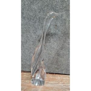 Daum - France Crystal Heron Signed 1970' 