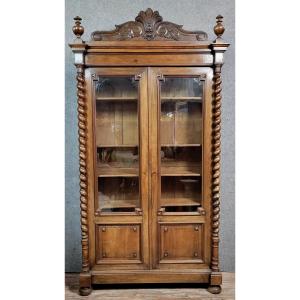 Large Louis XIII Style Bookcase In Walnut 