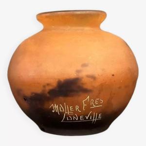 Muller Brothers In Lunéville: Marbled Glass Vase From The Art Nouveau Period
