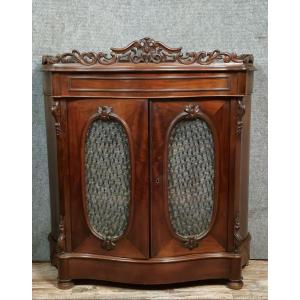 Napoleon III Period Curved Display Case In Mahogany