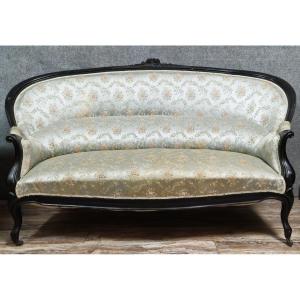 Important Napoleon III Period Bench In Blackened Wood 
