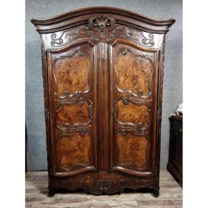 Louis XV Period Armoire In Marquetry, Elm And Walnut Made By Master Antoine Sertelon 