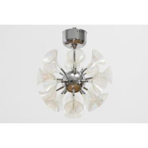 After Goffredo Reggiani: Large Trumpet Chandelier Or Inverted Champagne Flute Circa 1970