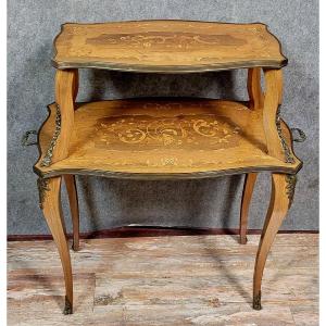 Double-top Tea Table In Marquetry From The Napoleon III Period  