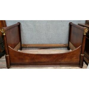 Rare Empire Period Mahogany Bed With Gilt Bronze Profiles
