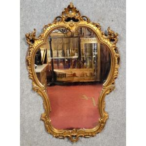 Large Baroque Louis XV Style Mirror In Gilded Wood