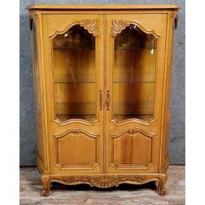 Curved Louis XV Style Display Case In Blond Oak 