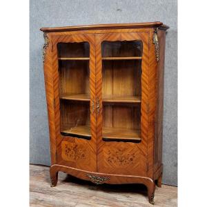 Louis XV Style Curved Bookcase In Rosewood And Marquetry 