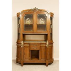 Very Rare Empire Style Half Moon Shaped Mahogany Library Buffet With Putti 