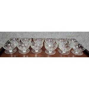 10 Engraved Crystal Sorbet Cups From The Napoleon III Period    