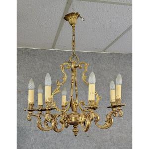 Large Louis XV Style Chandelier In Gilded Bronze