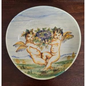 Early 20th Century Italian Ceramic: Empty Pocket With Cherubs  