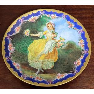 Guignard Porcelain From Langenthal 1933: Large Porcelain Dish With Painted Decorations  