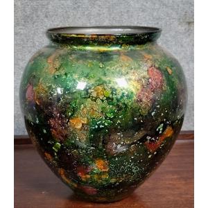 Large Designer Ball-shaped Vase From The "laque Line" Art Workshops   