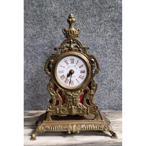 Bronze Alarm Clock In The Style Of A Louis XV Cartel Clock, Mid-20th Century