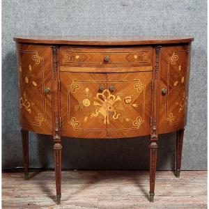 Venetian Half-moon Commode With Doors In Louis XVI Style Marquetry 