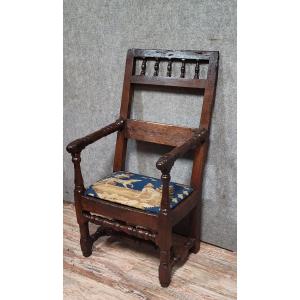 Louis XIII Period Armchair In Solid Wood
