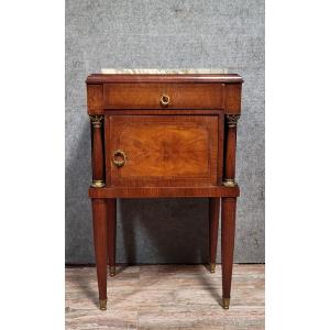 Empire/restoration Style Bedside Table, Mahogany And Burl 