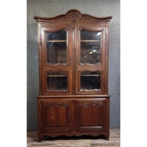 A Two-part Louis XV Period Buffet-bookcase, Made Of Solid Oak