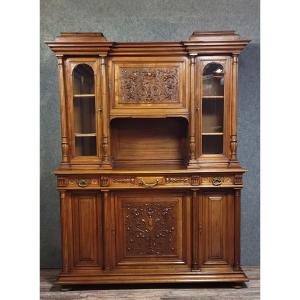Important Two-part Renaissance-style Buffet In Solid Walnut