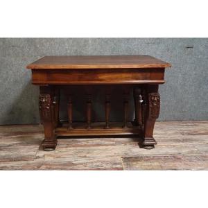 Antique Renaissance-style Walnut Desk, Late 19th Century (circa 1860) 