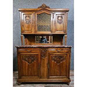 Two-part Louis XVI Style Buffet In Light Walnut.
