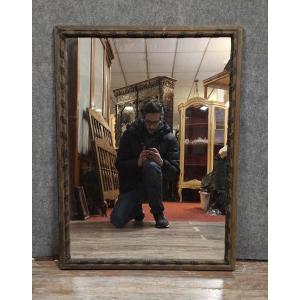 Antique Napoleon III Period Wood-framed Mirror, Made Of Wood With A Double Patina.