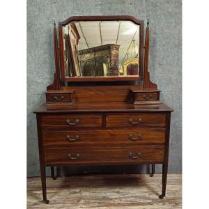 English Napoleon III Style Cheval Glass Chest Of Drawers – Mahogany – 