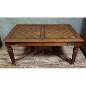 Important Antique Extendable Wooden Table – Marquetry Top – Classic Style   