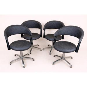 Set Of Four Vintage Armchairs, Circa 1980